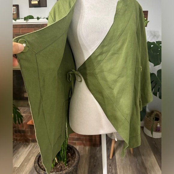 🛍️ Soft surroundings 100% Linen Stylish wrap jacket with 3/4 sleeve Size PXS - Picture 9 of 12